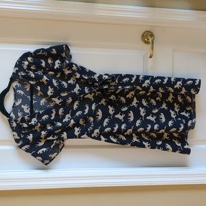 J crew navy blue cheetah wrap dress